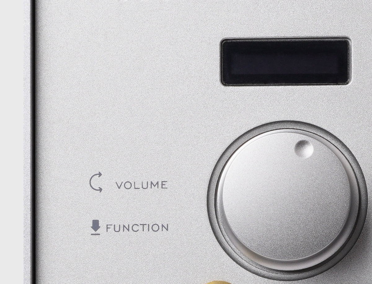 Close-up of the MiniMax3 Monitor rear panel volume and function control knob