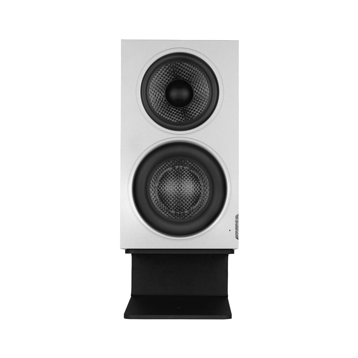 SOVOX MiniMax3 Monitor front view showing the ISP coaxial driver and carbon-fiber woofer